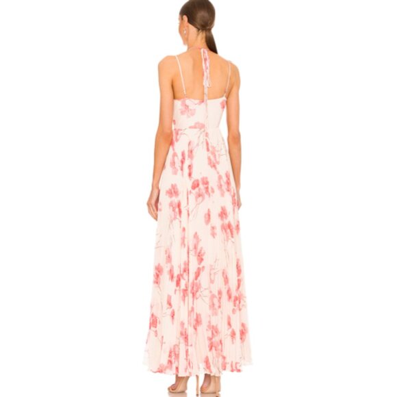 NWT BCBG MAXAZRIA DELPHINE Pleated Floral Gown Dress Sheer Pink Combo size 2 - Picture 2 of 2
